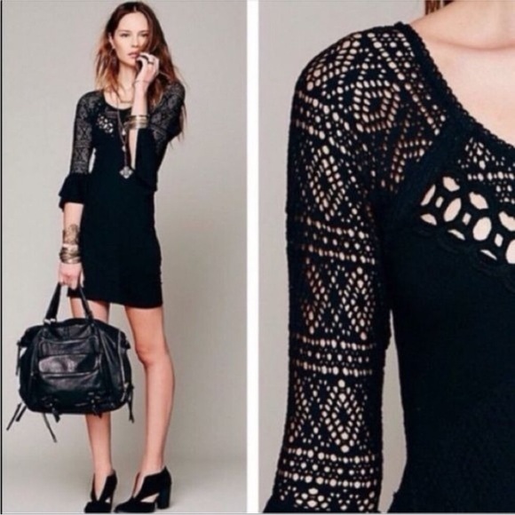 Free People Dresses & Skirts - Free People City Girl Bodycon Black Mini Dress NWT Size Large